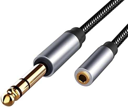 WYFDP 6,5 mm за мъже и 3,5 мм за жени Аудио AUX Кабел, Слушалки с Микрофон, Китара Адаптер за запис Златно покритие (Цвят: както е показано,
