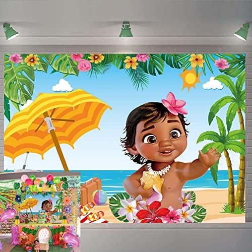 Фон за Детска Моаны, Летен Хавайски Плаж, Палми, Син Океан, Фотофон за Деца, Украса за парти в чест на рождения Ден на Принцеси за момичета