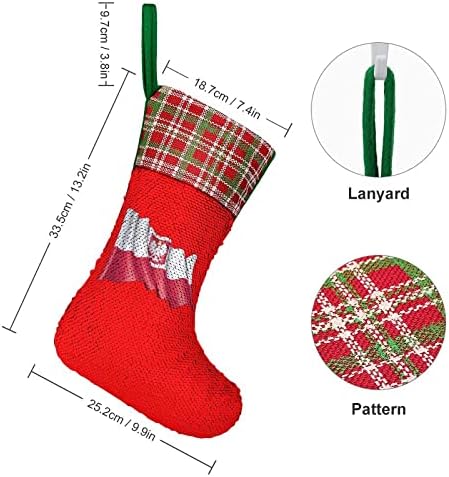Чорапи за Коледните Празници с Пайети на Държавния Флаг на Полша, Обръщане на Магически Състав, което променя Цвета си, за Коледната Елха,