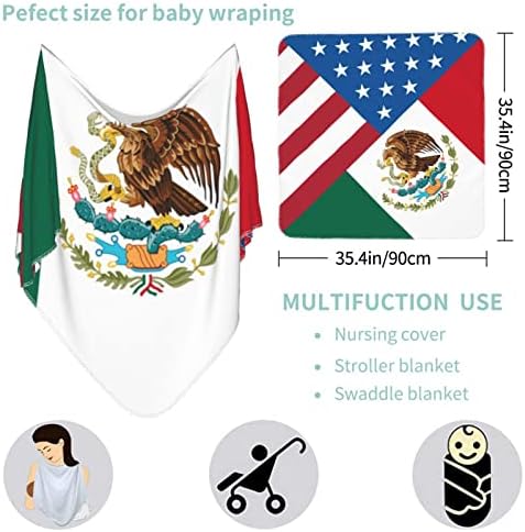 Детско Одеало с Американския Мексиканския Флаг, Като Одеало за Бебета, Калъф за Свободни Новородени, Обвивка
