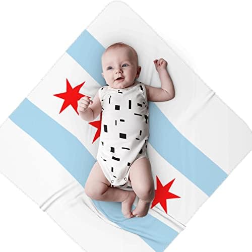 Детско Одеало с Флага на Чикаго, Като Одеало за Бебета, Калъф за Свободни Новородени, Обвивка