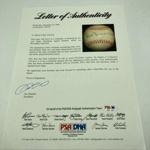 Страхотен сингъл Ханк Гринберга с автограф Vintage 1940's Baseball PSA DNA & JSA COA - Бейзболни топки с автографи