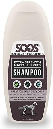Soos Pets Шампоан за Повишена здравина за кучета и котки Шампоан, обогатен с минерали от Мъртво море, бързо се абсорбира Витамини,