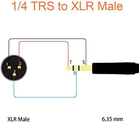 Кабел tisino 1/4-XLR, найлон плитка, една Четвърт от инча, жак TRS-XLR, Балансиран кабел за връзка, кабел за свързване - 3,3 фута