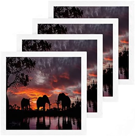 Гъба Kigai 2 Pack Elephants at Sunset – Меки Кърпи За лице, За фитнес, Хотелски и спа качество, Кърпи за Многократна употреба отпечатъци