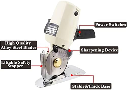 Електрически Ротационен Нож за тъкани SUDEG, Многослойни Електрическа Ножица за плат, 4-Инчов Мощен Лек Нож за плат, Машина за рязане