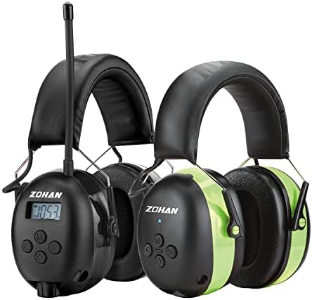 Слушалки ZOHAN 033 Bluetooth 5.0 AM FM-радио, защита на слуха, 25 db NRR за рязане и защита на слуха ZOHAN EM037 с Bluetooth, намаляване