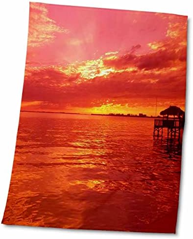 Кърпи 3dRose Florene Тропик Sunset - Red Yellow River - Червени (twl-35153-1)