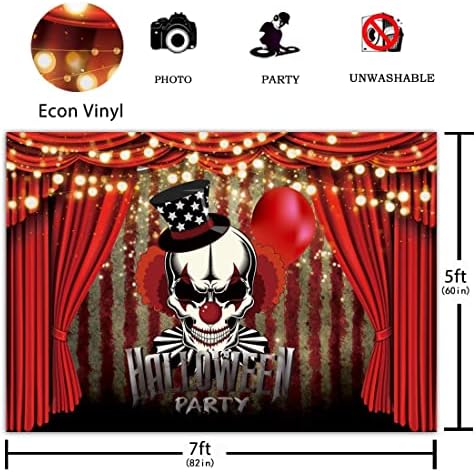 Funnytree Horror Circus Halloween Party Фон за снимки Страшен Зъл Клоун Фон Ретро Празник С Духове къща За Малки Деца, за Украса на