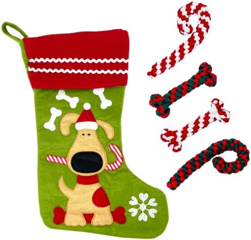 Домашен Любимец Годни за живот, Сладко Кученце, Коледни Чорапи с Бродирани Орнаменти и 4 Бонус Празнични Плетена На Играчки