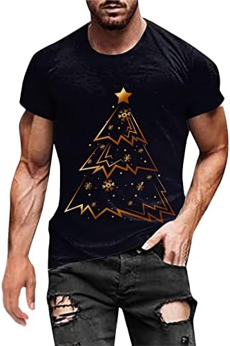 ZDDO Коледни мъжки тениски, Солдатские Блузи с къс ръкав, 3D Коледен принт под формата на Снежинки и Дърво, вечерни графични дебнещ