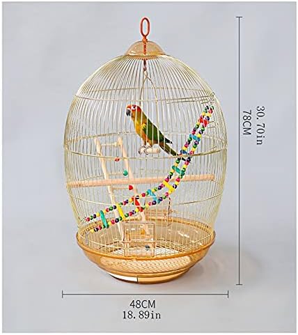 RAZZUM Голяма Птичья Клетка Кръгла Клетка за Папагал, с Галванично Покритие Злато Папагал Метална Клетка За Птици Домашни Голяма