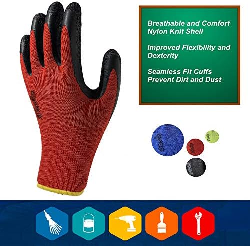 Работни ръкавици UTowels с покритие Фирма Grip - опаковка от 8 двойки, Общо предназначение, за битови строителство и изграждане,