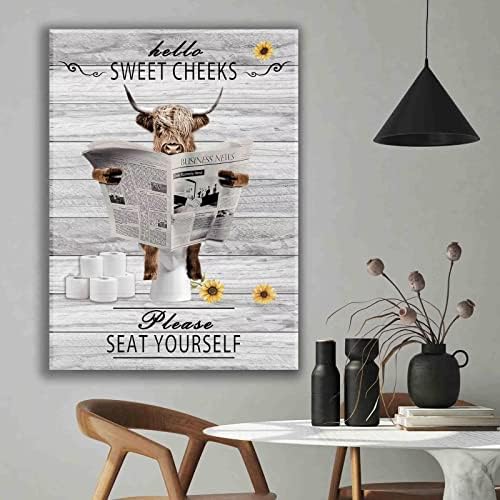 Стенно изкуство Високопланинско Крави, Стенен Декор с Участието на крави, Селски Забавен Плакат с изображение на Високопланинско Крави