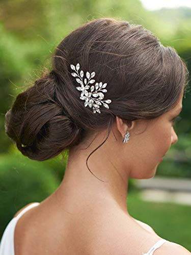 Сватбени фиби за коса с хрустальным цвете Unicra, декоративни сватбени аксесоари за коса за булки, опаковки от 2 (зелен)