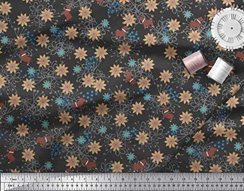 Плат от futon джърси Soimoi, плат с флорални принтом Кон и клематис, ширина 58 см