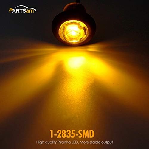 Partsam (Опаковка от 10 кръг на мини-светодиода с диаметър 3/4 инча, странични габаритни светлини, кехлибарен цвят, 2835 SMD, с рамки от неръждаема Хром + мъниче-от куршум, Запе
