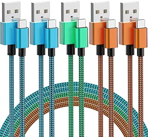USB кабел C, XIAE и [5 опаковки, 6 фута] Зарядно устройство Type C Кабел в найлонов оплетке, кабел USB A-Type C, за бързо зареждане