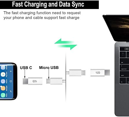 QCEs C USB Адаптер за бързо зареждане 4 бр. конектор за преобразуване Micro USB към USB C Зарядно устройство, Съвместим с Samsung Galaxy S8
