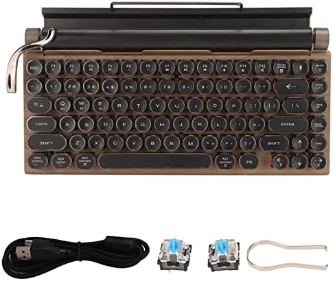 Клавиатура за пишеща машина, Жичен ретро-Механична Клавиатура, 2.4 G BT5.0 с RGB Подсветка, 83 клавиша, Реколта Детска Клавиатура с