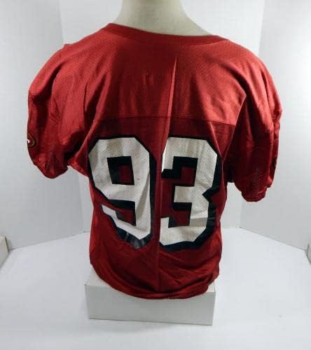 2002 Сан Франциско 49ерс Джош Шоу 93 Използвана в играта Червена Тренировочная майк L DP34429 - Използваните В играта тениски NFL