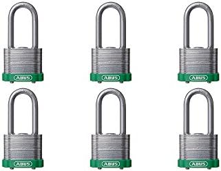 Защитно заключване ABUS 41/40 от ламинирана стомана, Зелен, с един и същ ключ на Бронята, е Дълга 2 Дужка, Опаковка от 6