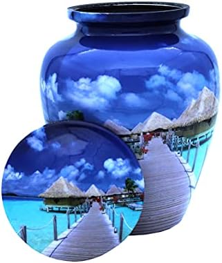 УРНА HLC – Красива Кремационная урна Sunset Beach-Royal Blue за човешкия пръст - Ръчна изработка за погребение възрастни - Достъпни