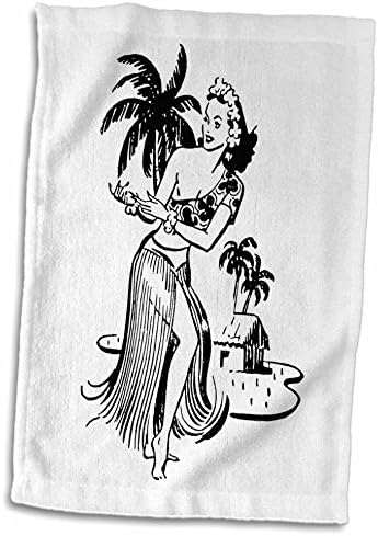 3D Скица Рози Винтажного кърпи за Хавайският танцьорка TWL_60552_1, 15 x 22