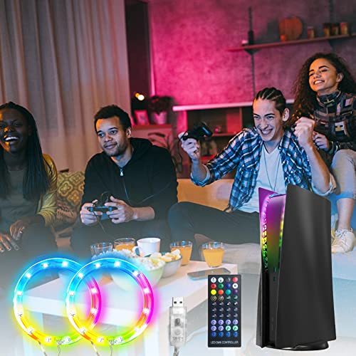 Светодиодна лента за PS5: пръстеновидни led лампи PS5 RGB с цел синхронизиране на музика и 8 цвята, 400 ефекти, украса със собствените