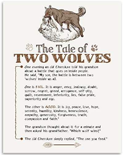 Приказка за двама волках - така нареченият типографски Разпечатки Без рамка 11x14 - Чудесен Вдъхновяващ Декор Струва по-малко от 15