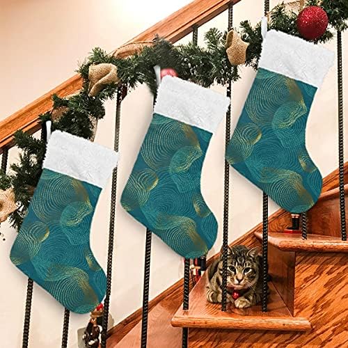 Доминиращ Геометричен Коледен Отглеждане Тюркоаз, Класически Чорапи Голям Размер, Персонални Коледни Украшения за Отглеждане на Семейната