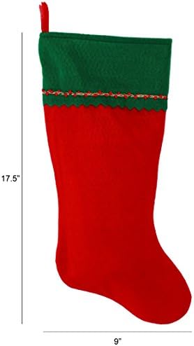 Първоначално Коледни Чорапи с бродирани мен Монограм, Зелено и Червено фетр, Инициал Y