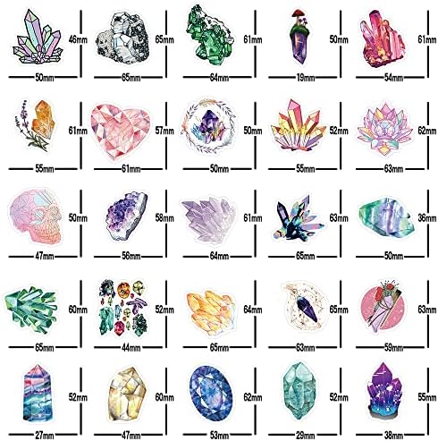 63 бр. Набор от Стикери с кристали, Скъпоценни Камъни, Естетически Винил Водоустойчиви Етикети за бутилки с вода, лаптоп,