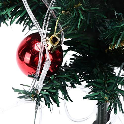 Мини Коледно дърво plplaaoo, Изкуствена Коледна елха 19,6 см с Многоцветными светодиодни крушки и Висящи Украшения, Настолна Коледно Дърво