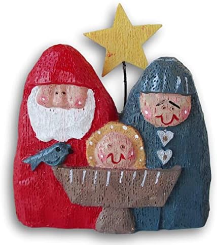 Коледна Мини-фигурка с образа на Исус, Мария и Йосиф - 3,5 х 4,25 инча