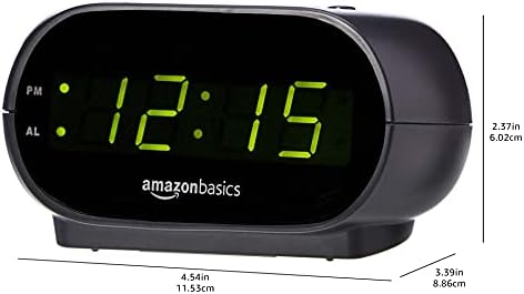 Малко digital alarm clock Basics с led дисплей, ночником и резервната батерия е 4,5 х 3,5 х 2.4 инча