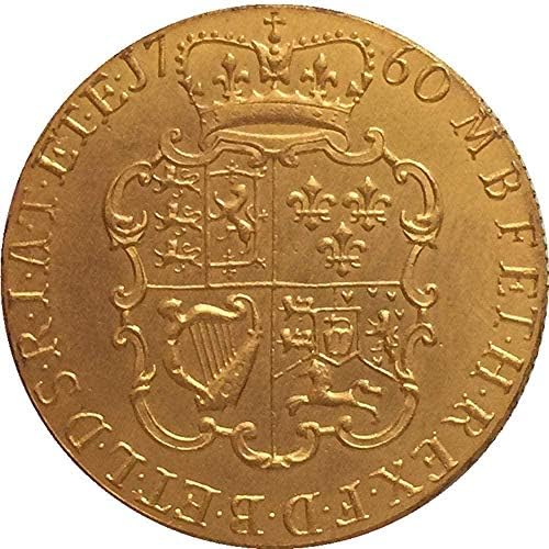 24 - Каратово Позлатените 1760 Обединеното Кралство 1 Гвинея - Монети Джордж II копиране Копиране Подарък за Него