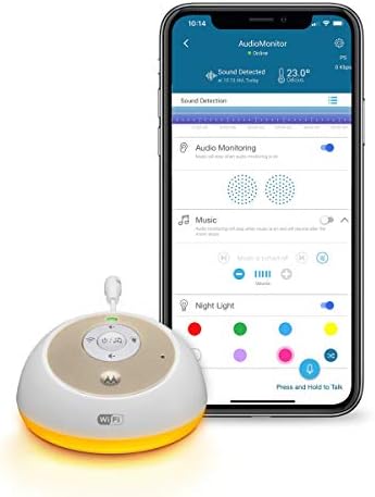 Видеоняня Motorola MBP163CONNECT Audio - интелигентно устройство за Безжична Wi-Fi за деца, бебета, детска стая - с 10 успокояващи