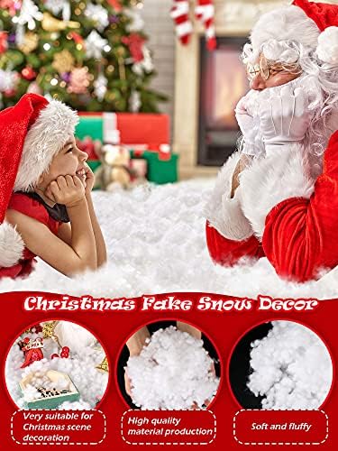 Riakrum Коледен Декор от Изкуствен Сняг, Пълнеж от пухкави влакна, Заснежени Настилки, Изкуствена Бял Сняг за коледната елха, украса