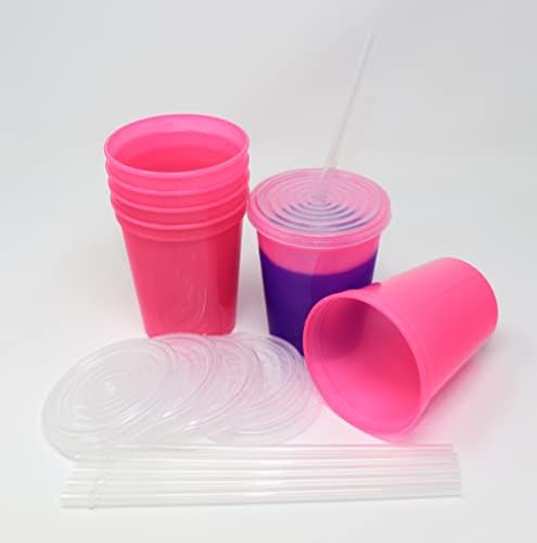 Rolling Sands 16 грама. Многократна употреба пластмасови чашки за стадион с капаци, 6 опаковки, произведени в САЩ чаши за промяна на цвят,