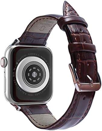 Взаимозаменяеми каишка за часовник WALOO от естествена кожа на крокодил, с релефни Дънди, който е съвместим с вашите Apple