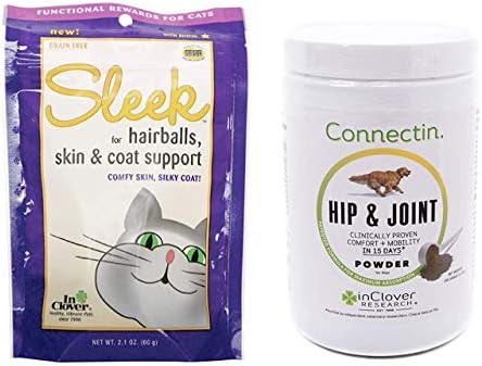 Меки дъвчащи добавки за котки In Clover Sleek Daily за поддържане на кожата, козината и бучки на вълната (2,1 грама) и Connectin