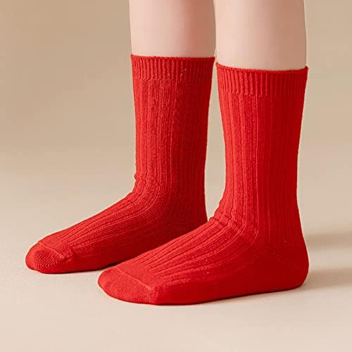 Детски чорапи Есенно-зимните Празници Червени чорапи с двойни игли за момчета и Момичета, Бебешки Tube (Червен, за деца от 1-3 години)
