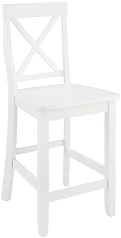 Бар стол Crosley Furniture X-Back (комплект от 2 стола), 24 инча, бял
