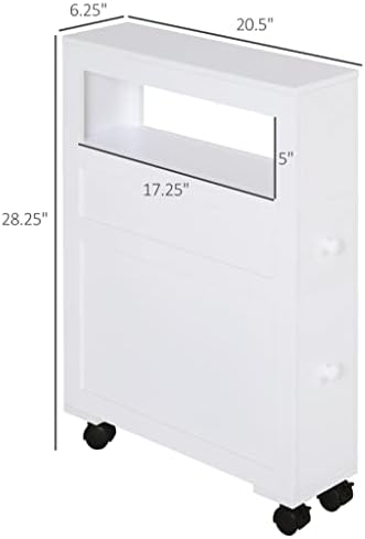 ZLXDP Бял Шкаф за баня 6 X 20,5 X 28 Преносим Тесен Страничен Шкаф за съхранение в Банята