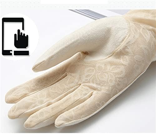 LLAMN / Летни Ръкавици от Ледената коприна, Дамски Дълги Ръкавици За шофиране, Фини ръкавици за защита на ръцете с пет пръста (Цвят: