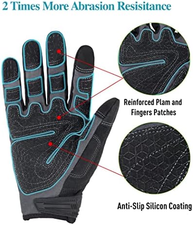 Комплект HANDLANDY - 2 Чифта работни ръкавици Механик с общо предназначение и работни ръкавици, с въздействие изземване, среден