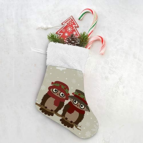 Коледни Чорапи ALAZA, Коледни Сови, Класически Персонализирани Малки Декорации за Отглеждане за Семейни празници, Определени