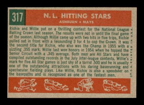 317 Уили Мейс / Ричи Эшберн, NL, Удари Кингс КОПИТО - Бейзболни картички Topps 1959 г. (Звезда) оценката на EXMT - Реколта картички с автограф