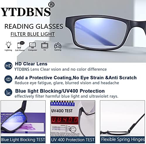 YTDBNS 4 Опаковки Очила за четене с подвешиванием на врата, Блокиране на Синя Светлина, Очила за Четене, Висящи на Врата за Мъже и Жени